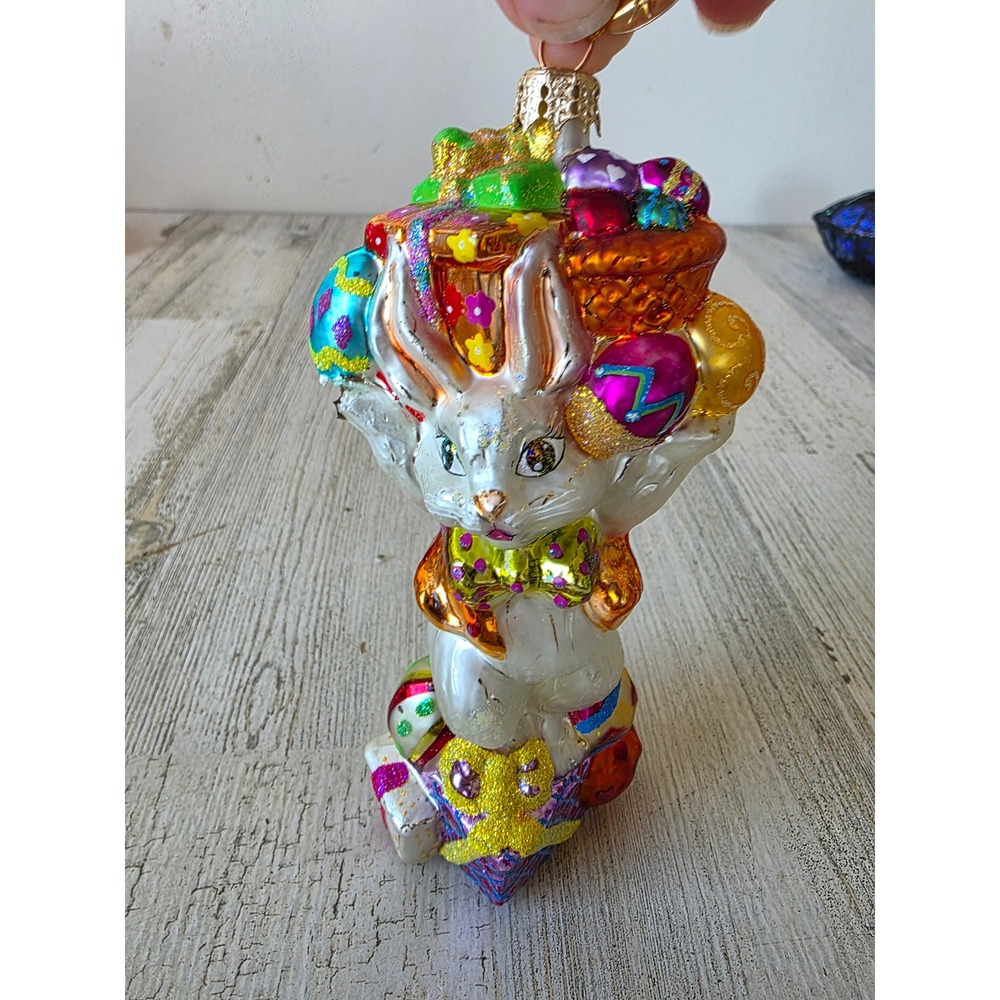 Vintage radko AS IS rabbit eggstra plenty dozen eggs Bunny Easter ornament